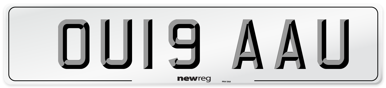 OU19 AAU Number Plate from New Reg